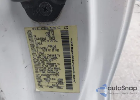 2000 Nissan Frontier Xe z USA, uszkodzony, nr VIN 1N6DD26S2YC357052